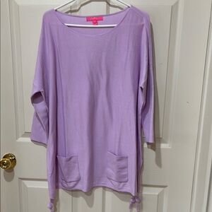 Lilly Pulitzer Purple 3/4 Sleeve Boxy Tunic Sweater